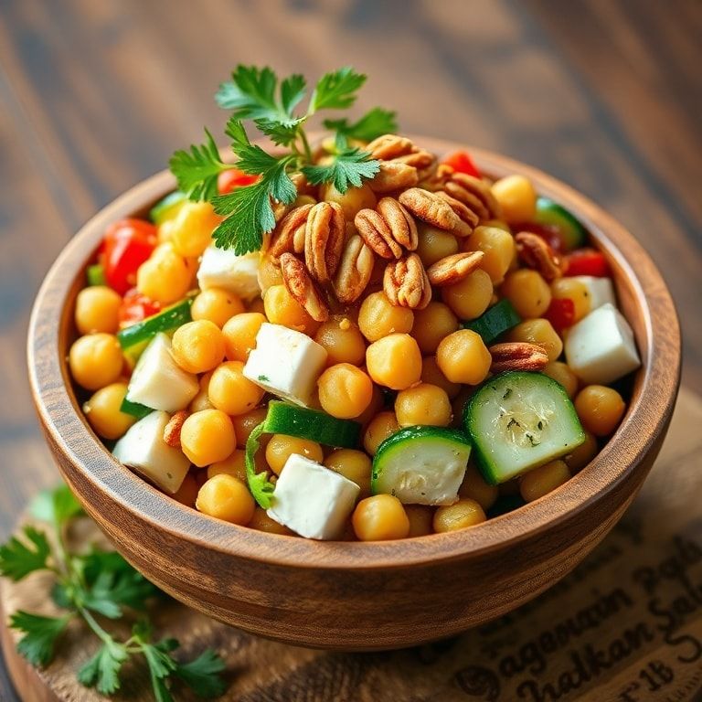 Finished Mediterranean Chickpea Salad on plate