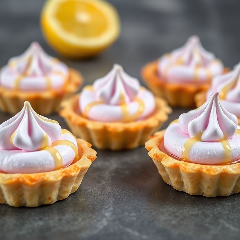 Mini Lemon Lilac Meringue Tarts