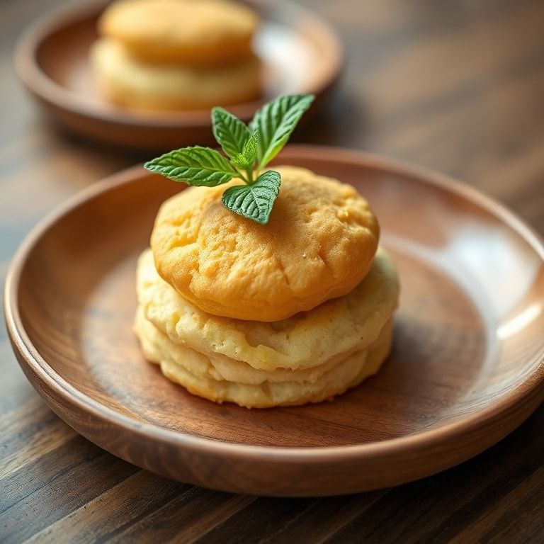 plated peach butter biscuit with garnish