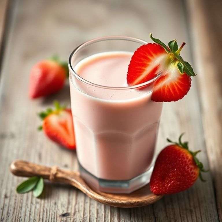 Finished strawberry milk with garnish