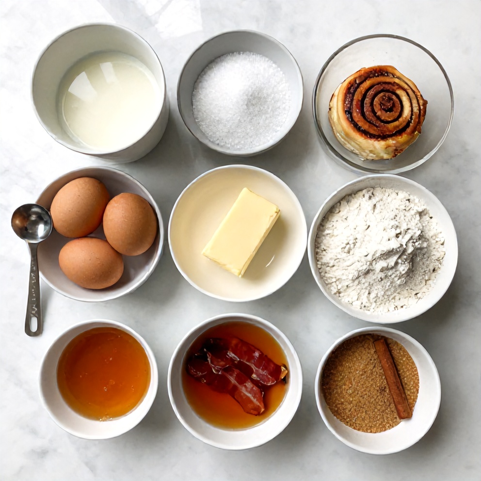 Raw ingredients for Bourbon Maple Bacon Cinnamon Rolls