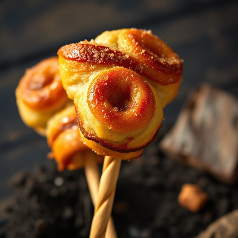 Campfire Cinnamon Roll-Ups on a Stick