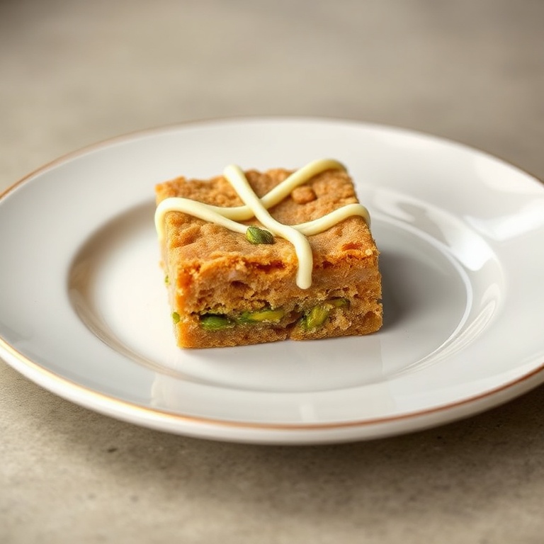 Chewy Pistachio Blondies with White Chocolate