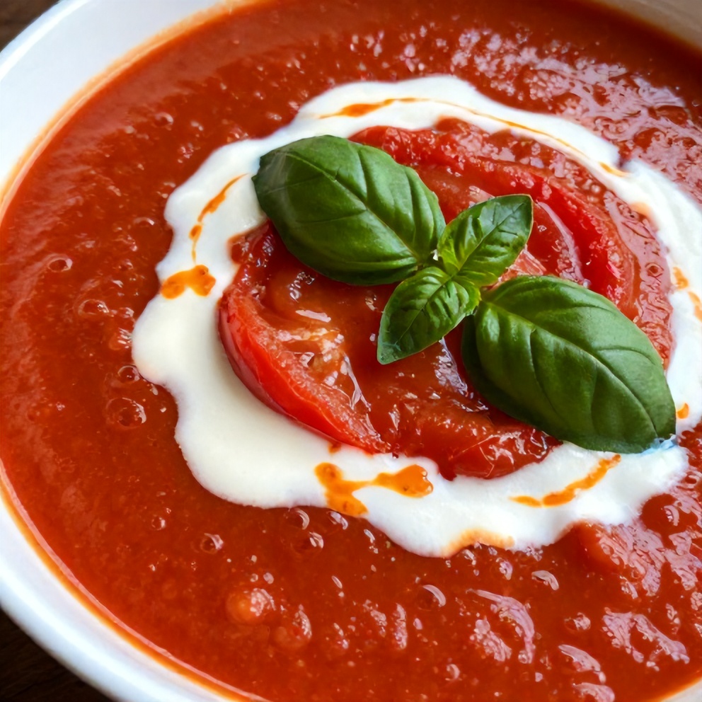 Chilled Roasted Tomato Basil Soup