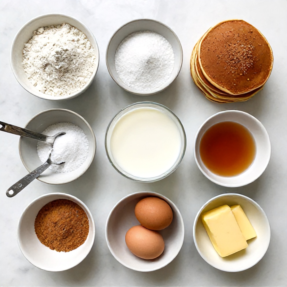 Raw ingredients for Cinnamon Sugar Churro Pancakes