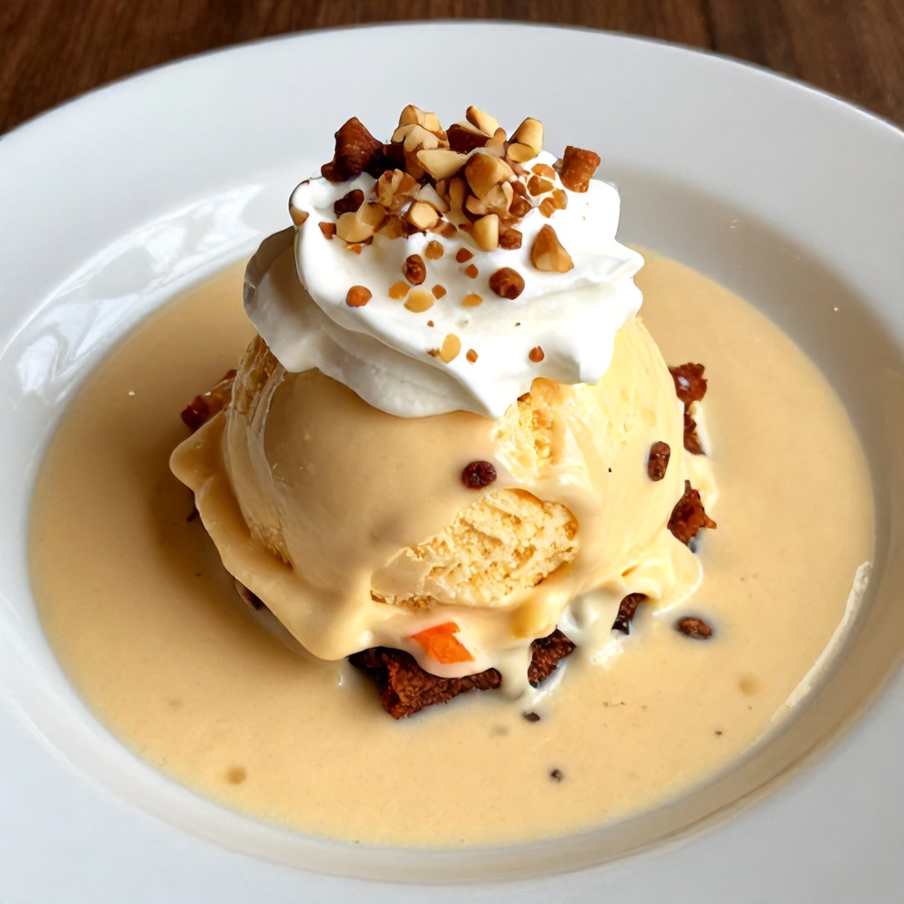 Plated Creamy Carrot Cake Ice Cream