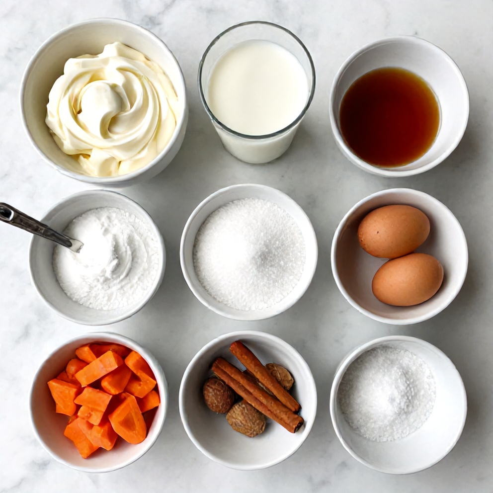 Raw Ingredients for Creamy Carrot Cake Ice Cream