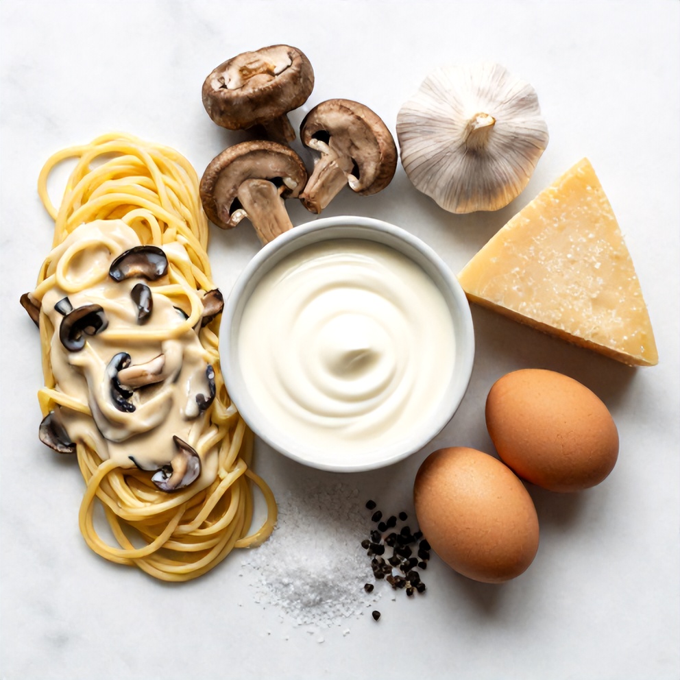 Ingredients for Creamy Italian Mushroom Carbonara