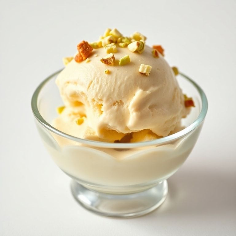 Finished pistachio ice cream on a bowl