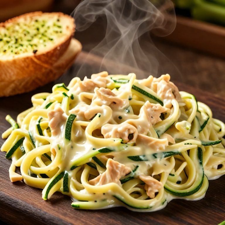 Creamy Zucchini Noodle Chicken Alfredo