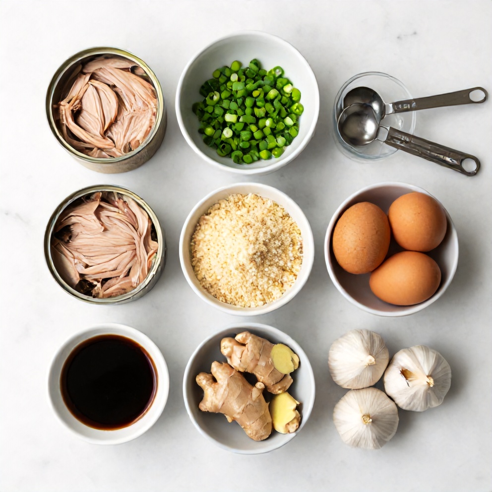 Raw ingredients for Asian Tuna Cakes