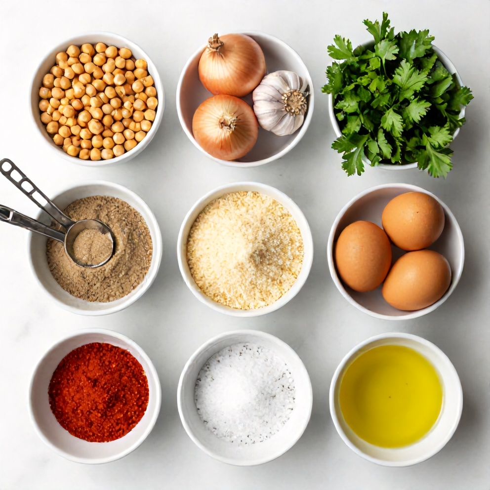 Raw ingredients for Crispy Baked Chickpea Patties