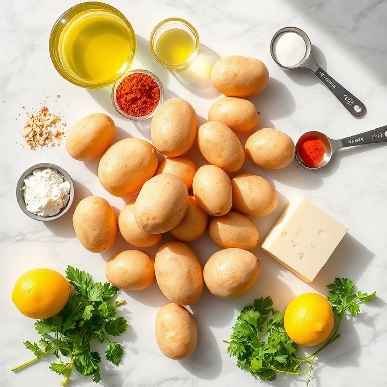 Raw ingredients for crispy baked potato wedges