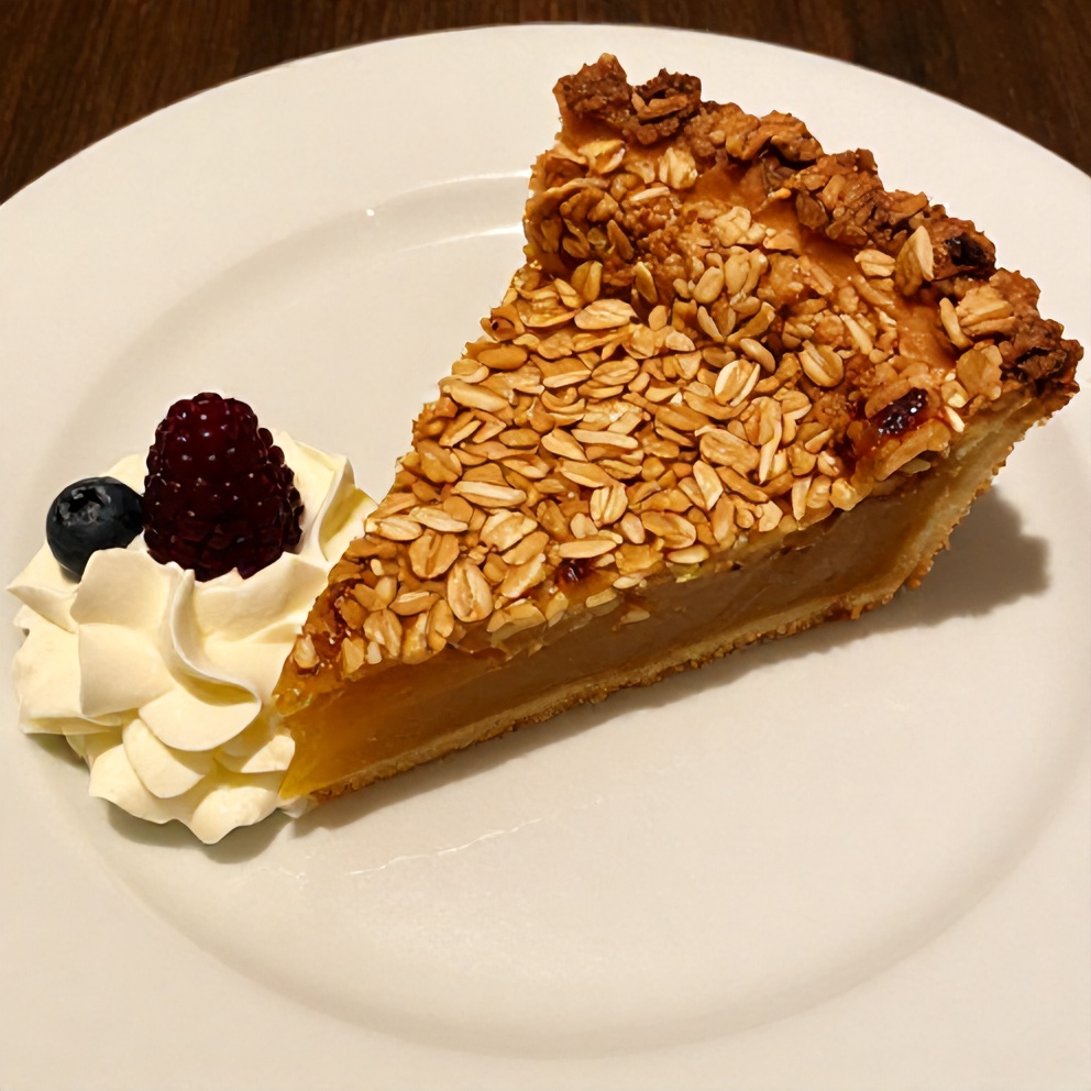 Sliced Burnt Honey Pie with Flaky Oat Crust