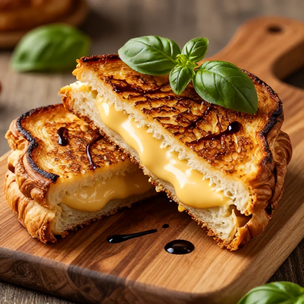 Crispy Croissant Grilled Cheese on a plate