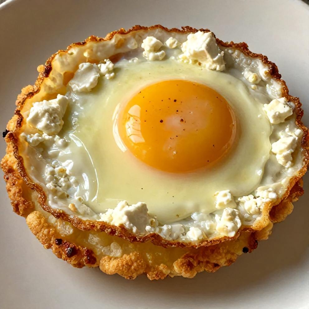 crispy feta fried eggs