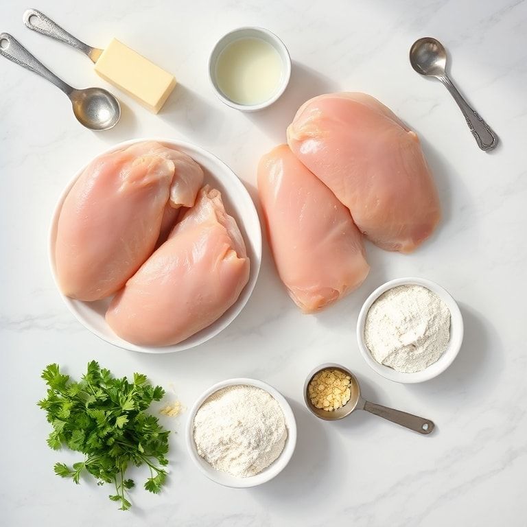raw ingredients for crispy garlic butter fried chicken