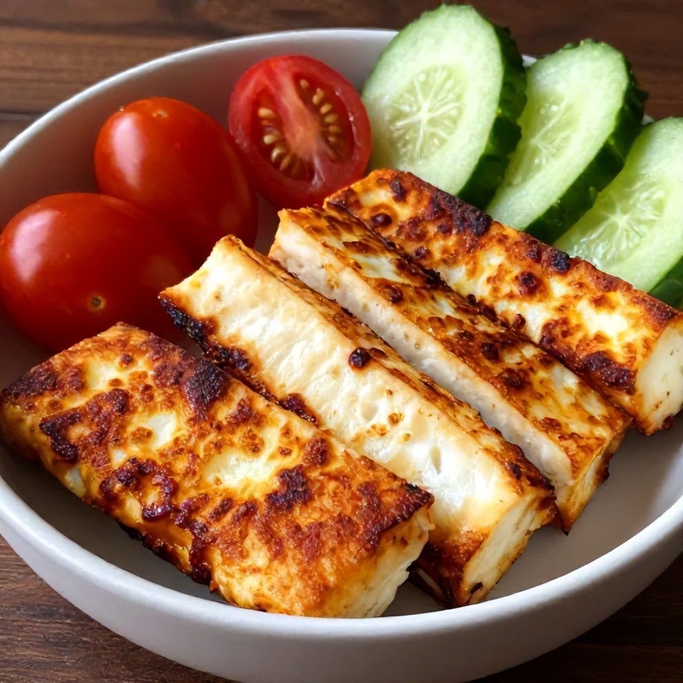 crispy halloumi greek power bowl