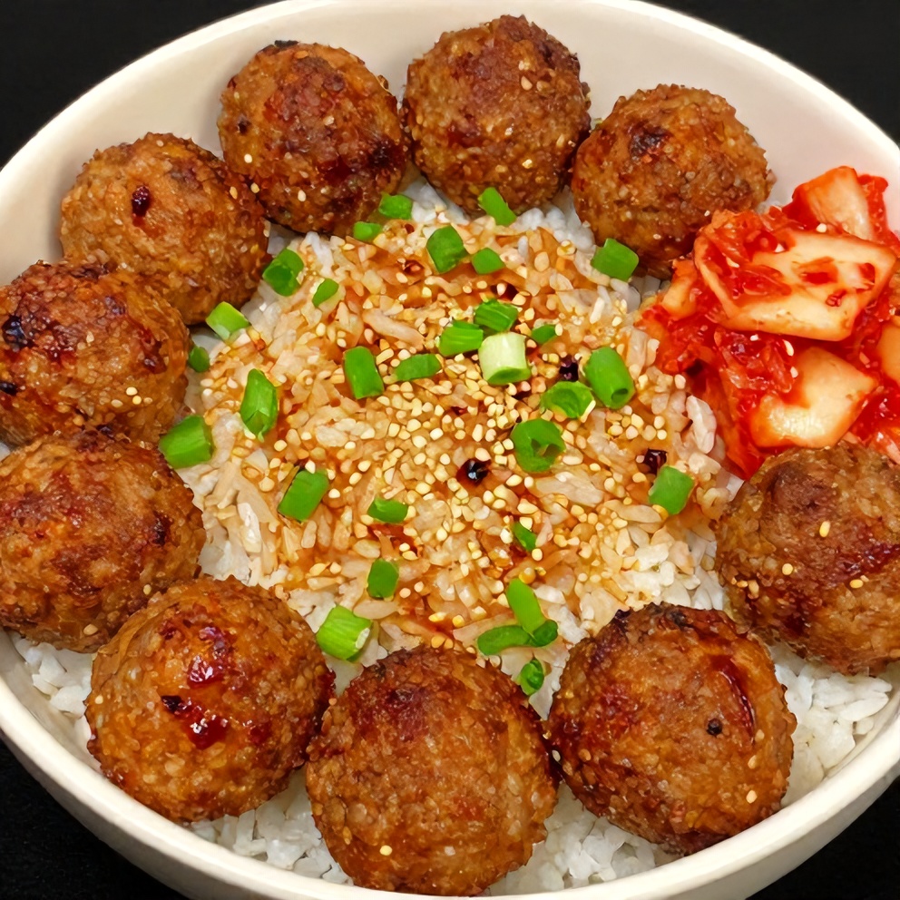 Korean BBQ Meatball Rice Bowl