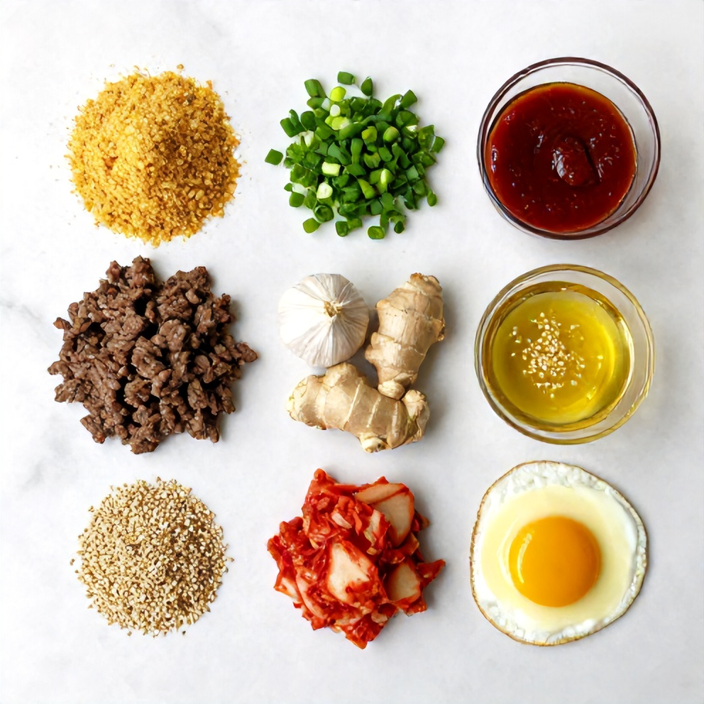 Korean BBQ Meatball Rice Bowls Ingredients