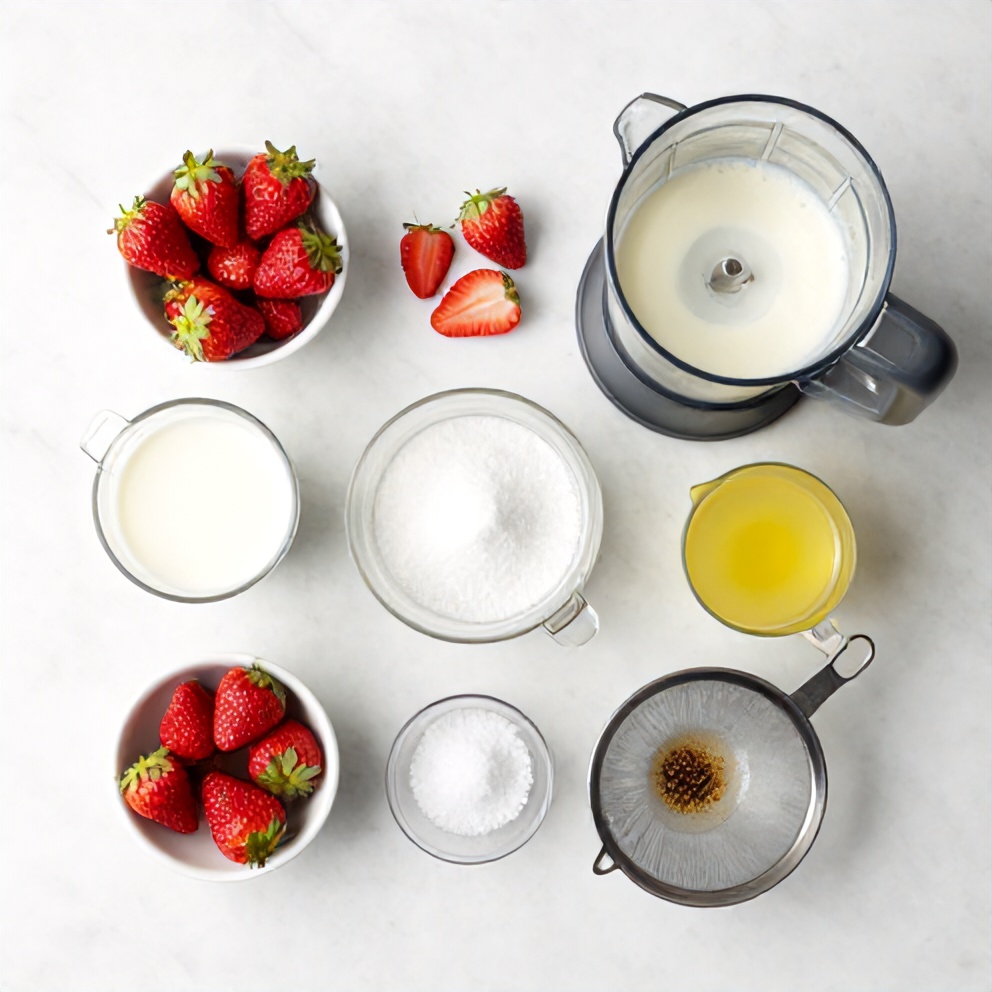 Raw ingredients for Korean strawberry milk