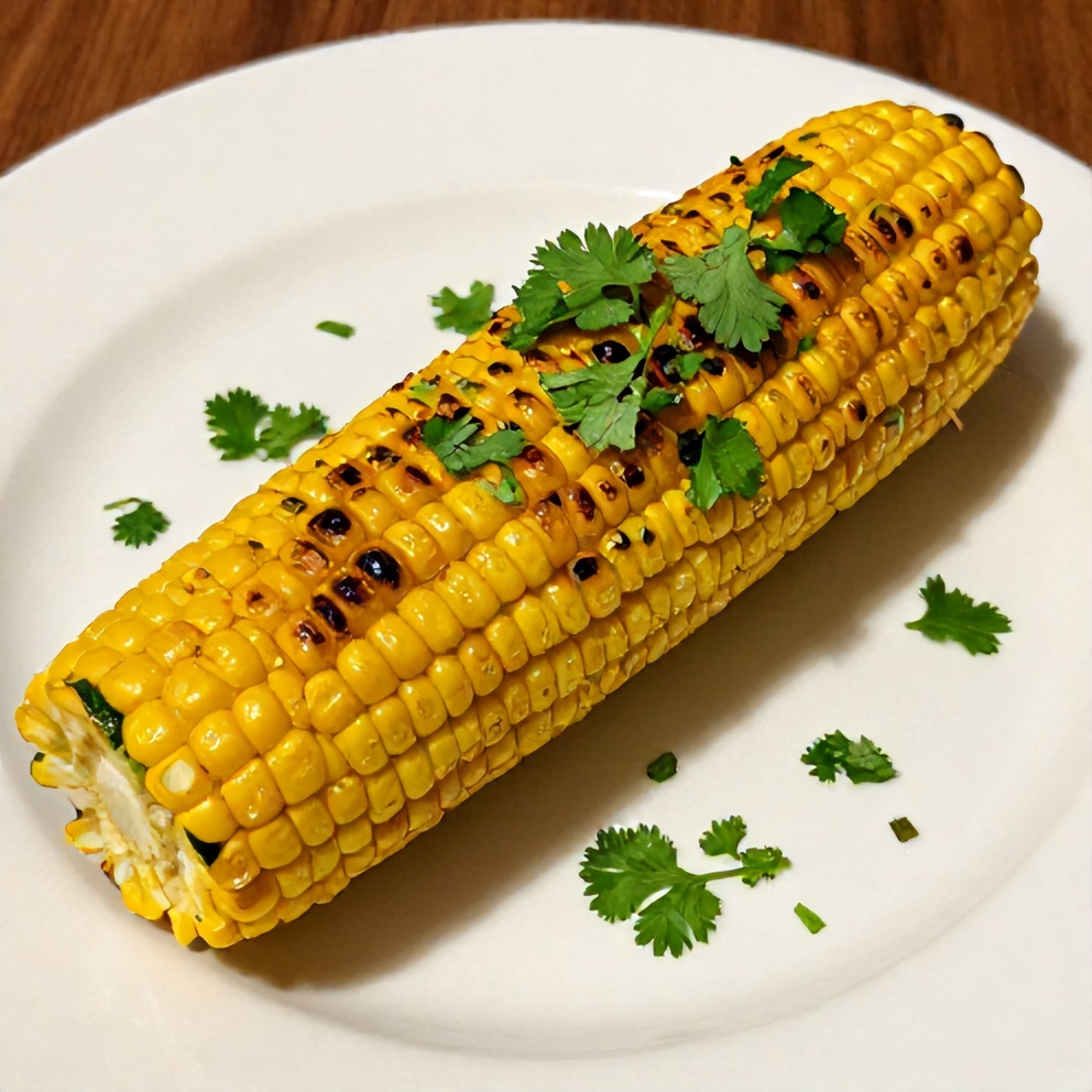 Plated serving of crispy Mexican street corn style grilled zucchini with fresh cilantro