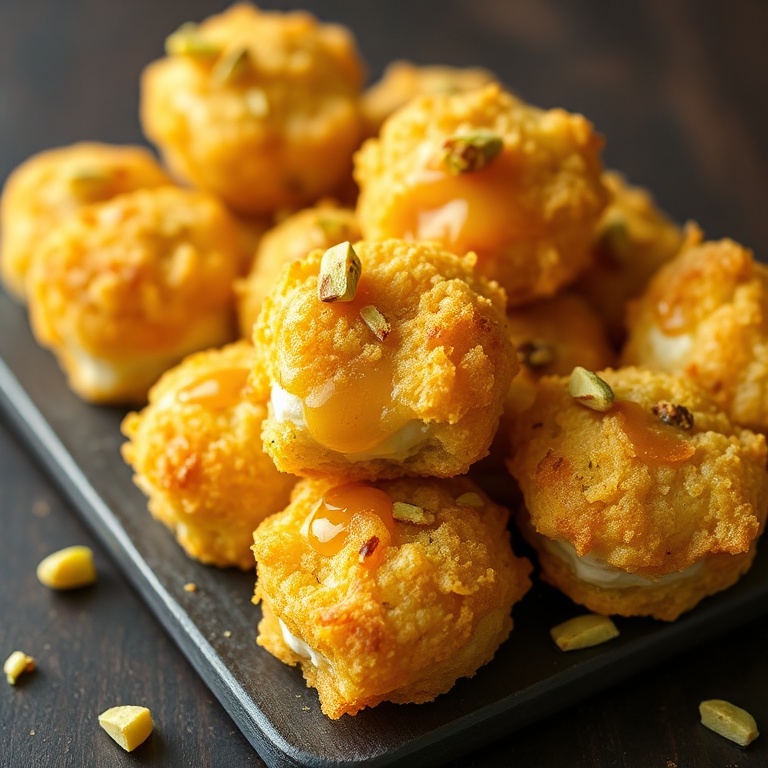 Crispy Ricotta Pistachio Honey Bites