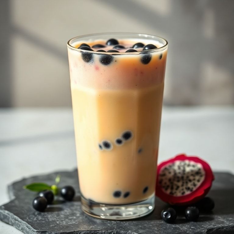 Dragon Fruit Milk Tea with Boba