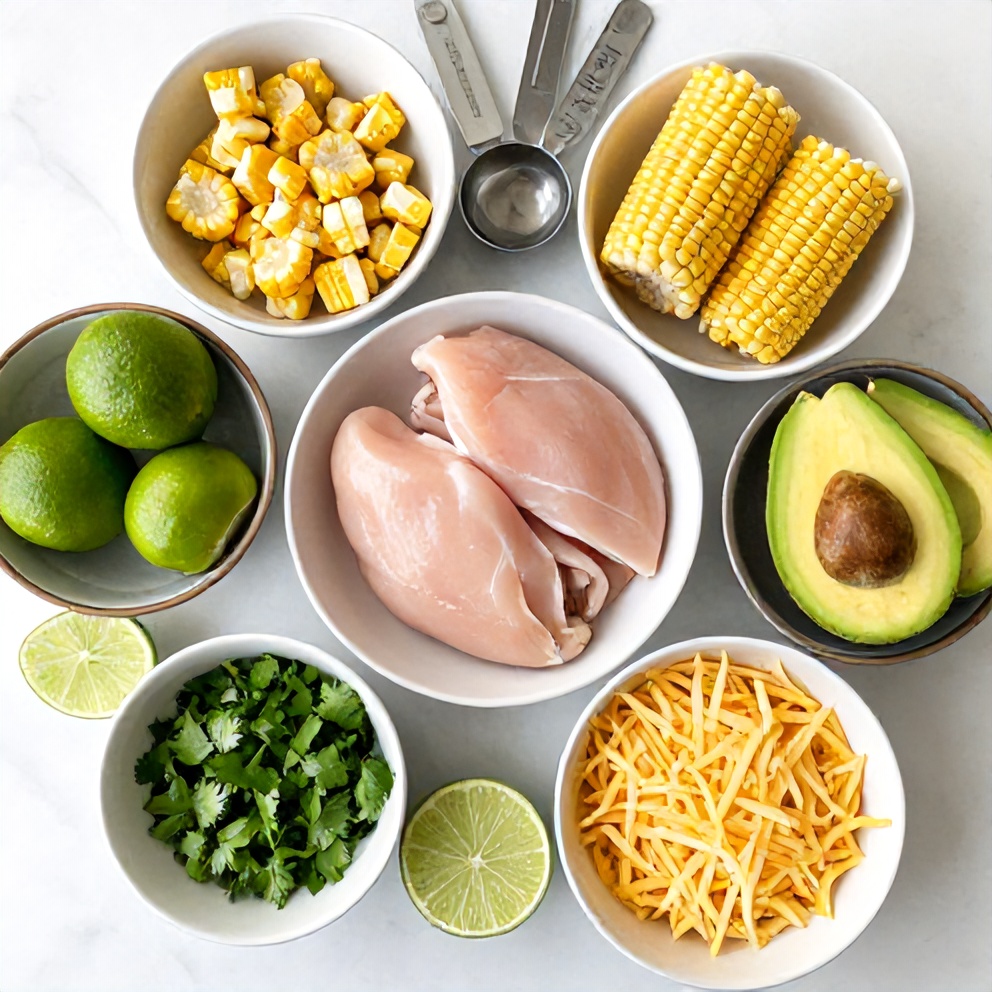 Raw Ingredients for Street Corn Chicken Bowl