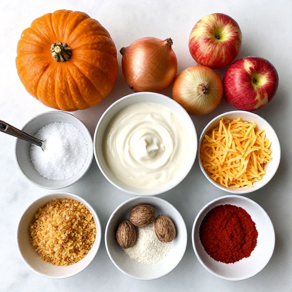 Raw Ingredients for Apple Butternut Squash Casserole