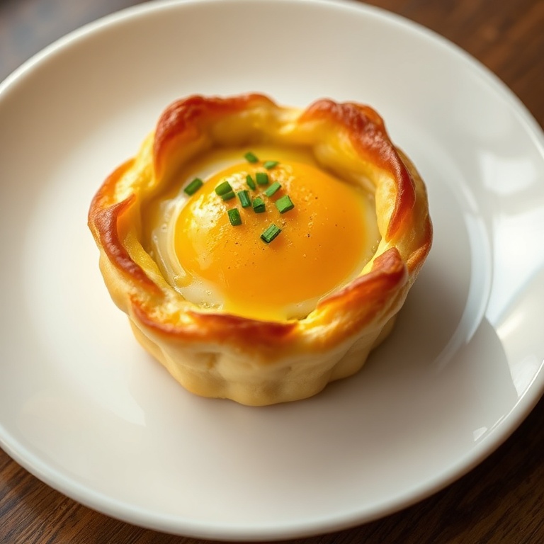 Plate of baked eggs on parchment