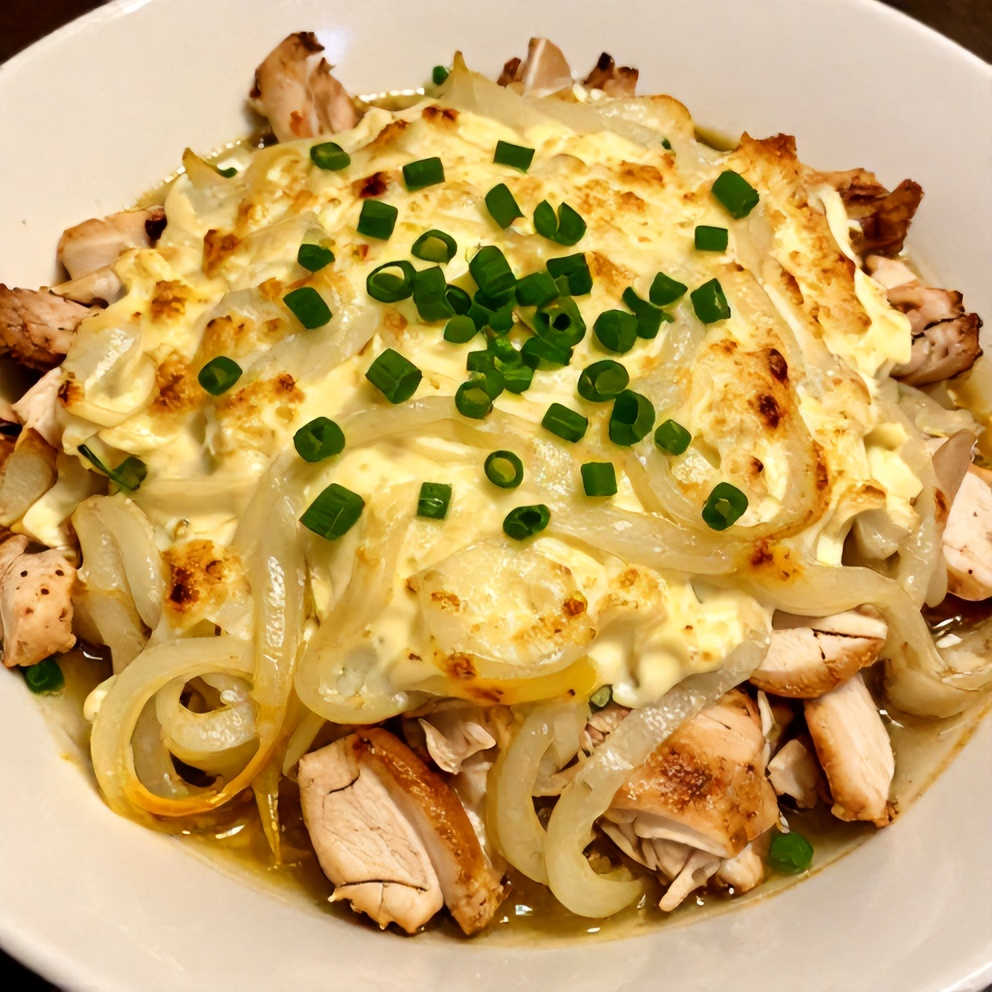Plated Baked Sour Cream Onion Chicken with Green Onions