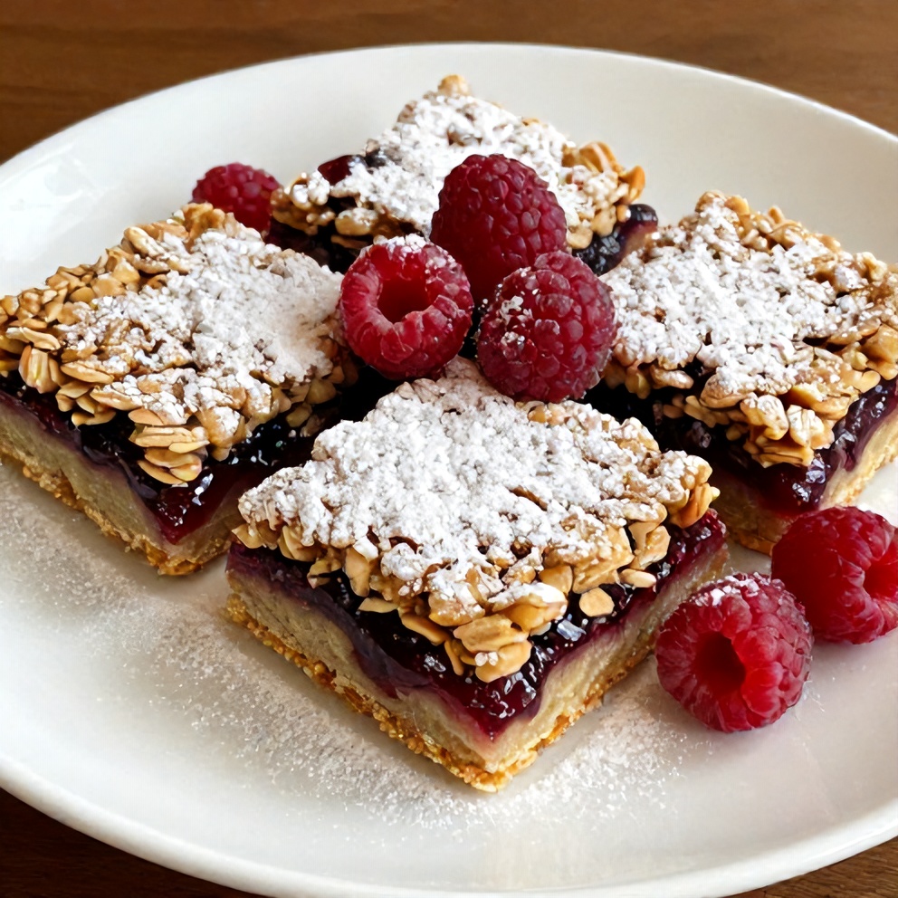 Plated Berry Oat Bars with Raspberry Preserves