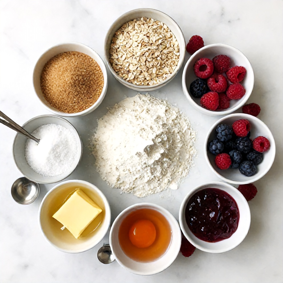 Raw Ingredients for Berry Oat Bars