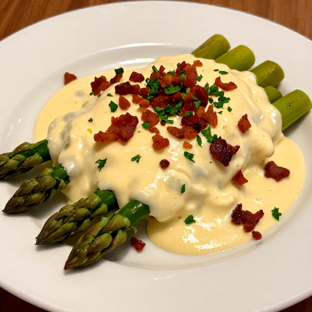 Plated Serving of Creamy Asparagus Casserole