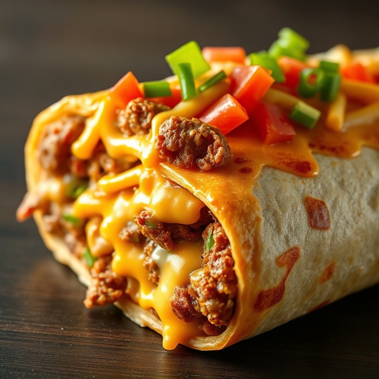 Easy Cheesy Grilled Beef Burrito