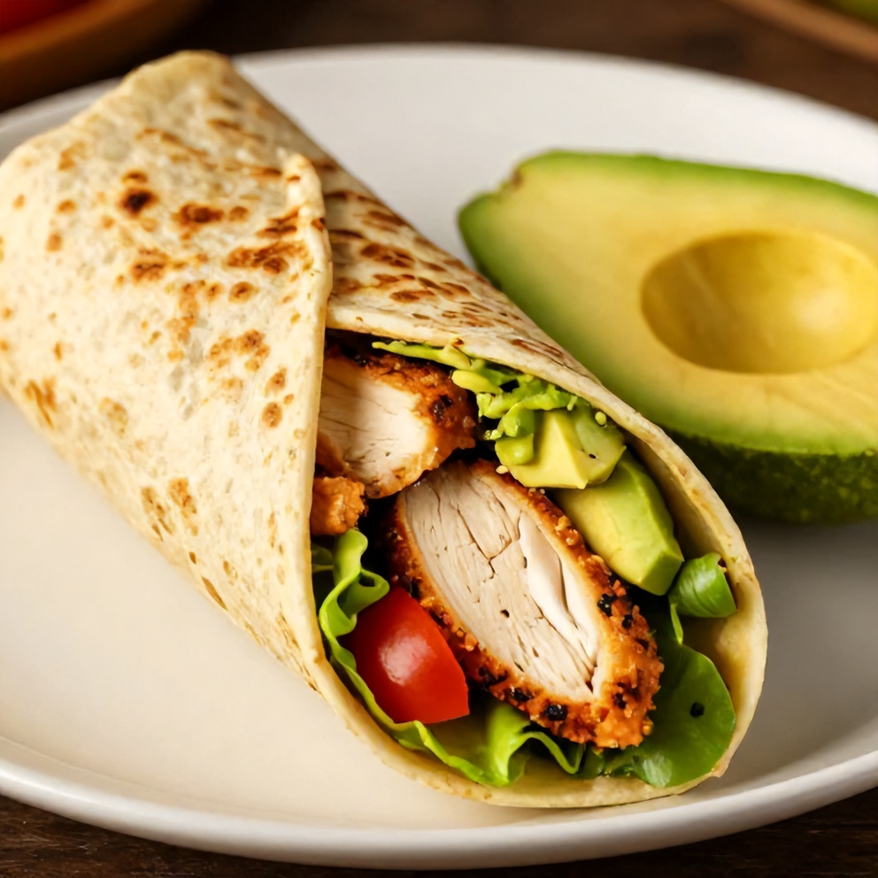 Chicken avocado wrap ready to serve