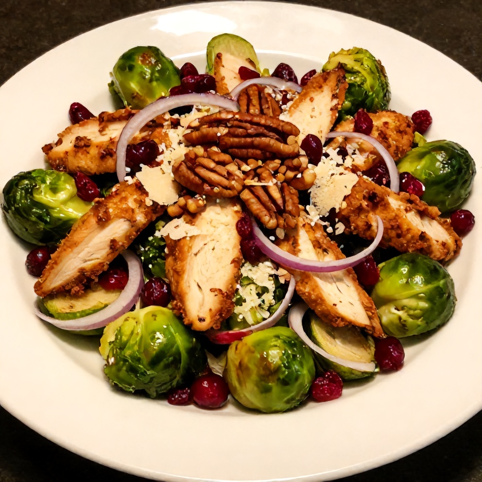 Plated Chicken Brussels Sprout Salad