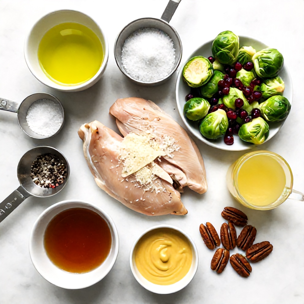 Raw ingredients for Chicken Brussels Sprout Salad