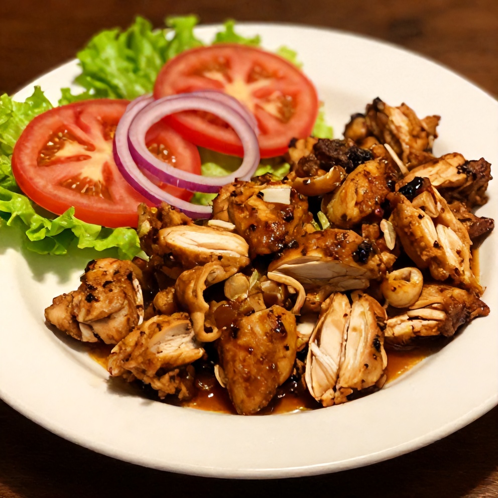 Chicken Shawarma plated with garnish