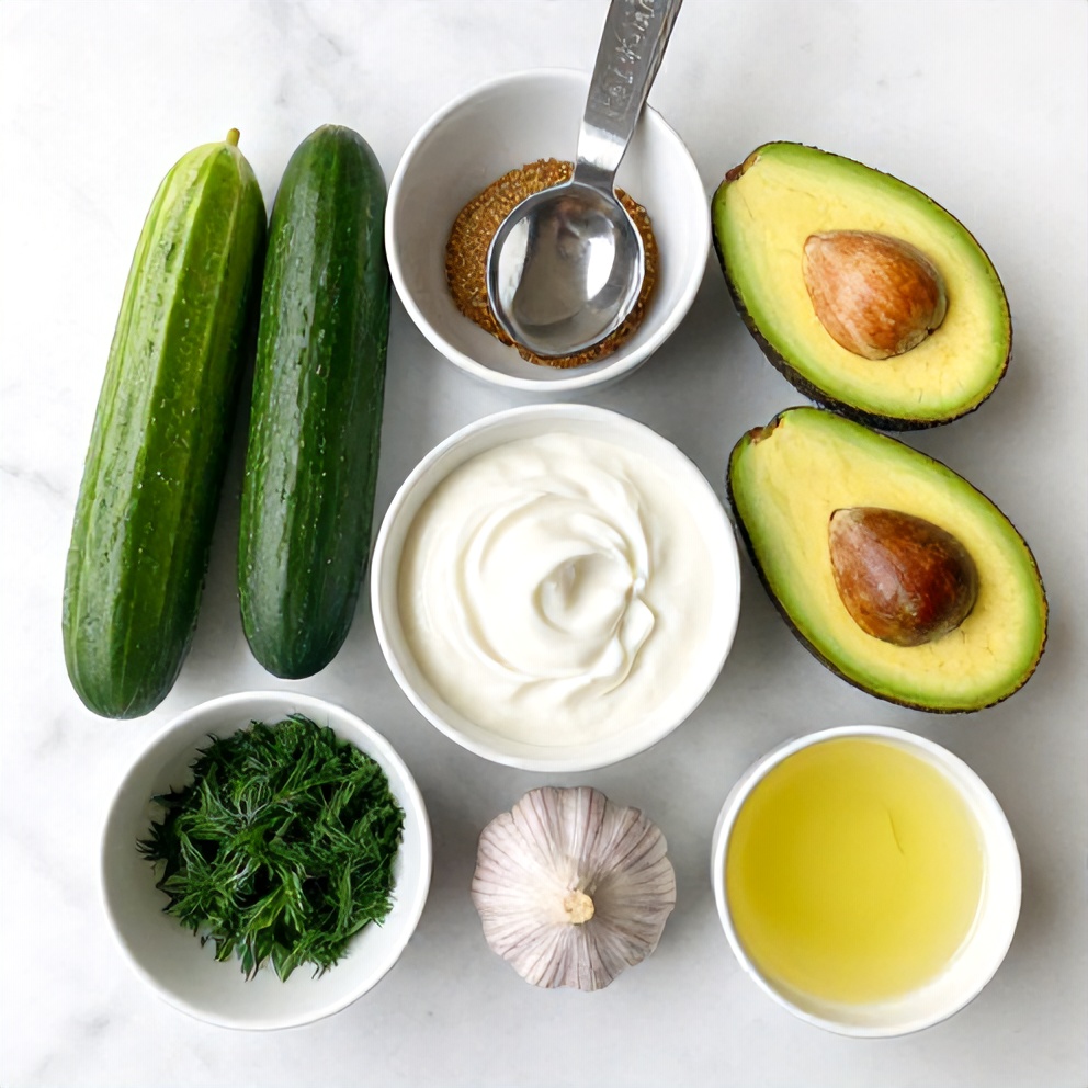 Raw Ingredients for Cucumber Avocado Soup