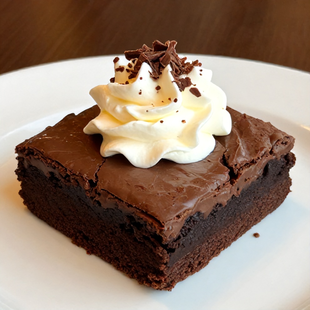 Chocolate Mousse Brownies with Whipped Cream