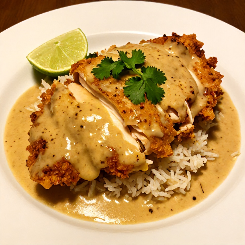 Plated serving of Easy Coconut Chicken