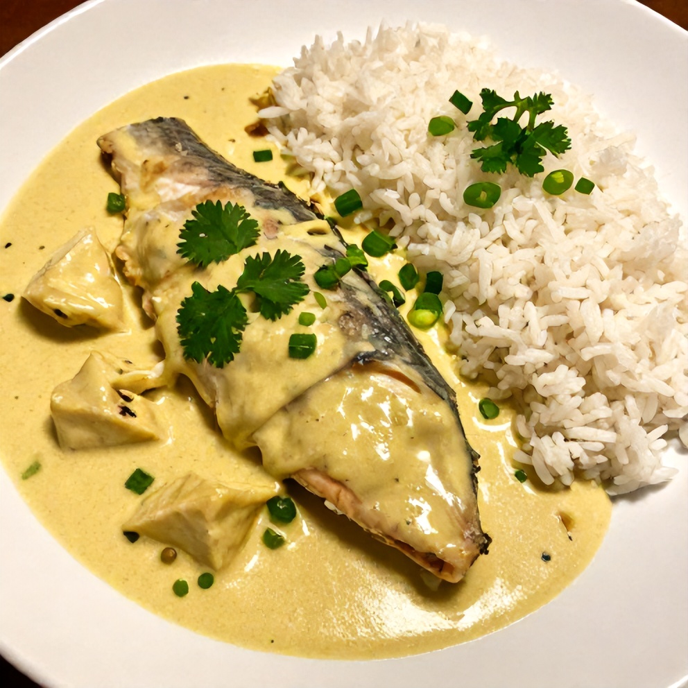 Coconut Lime Fish Curry with Jasmine Rice