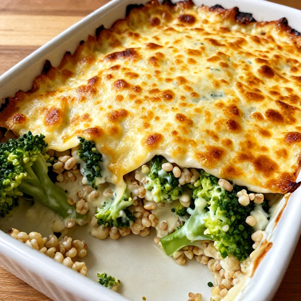 Easy Creamy Broccoli Quinoa Bake