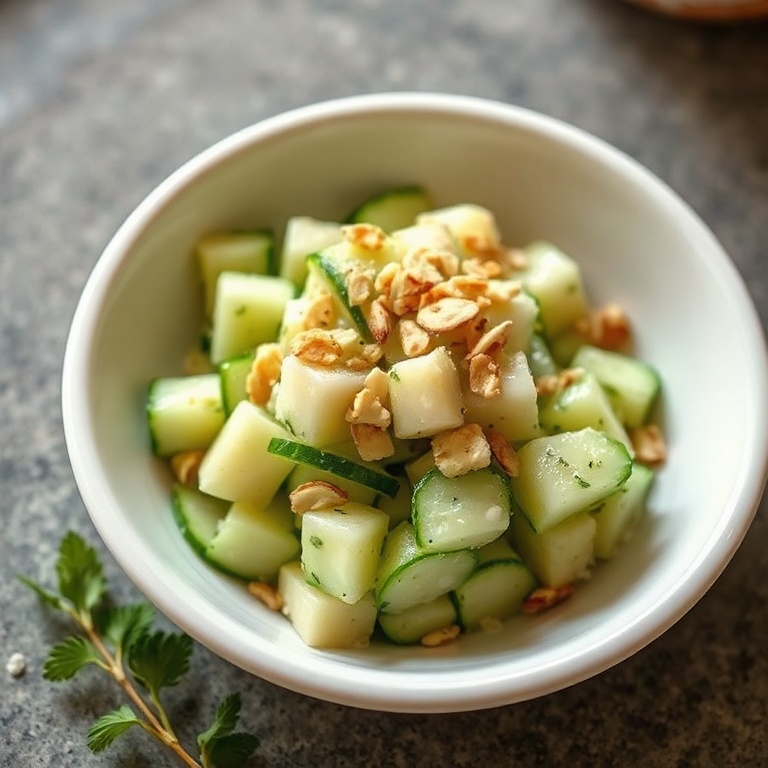Finished plate of Easy Creamy Cucumber Salad