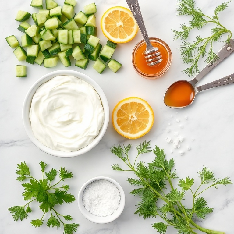 Ingredients for Easy Creamy Cucumber Salad