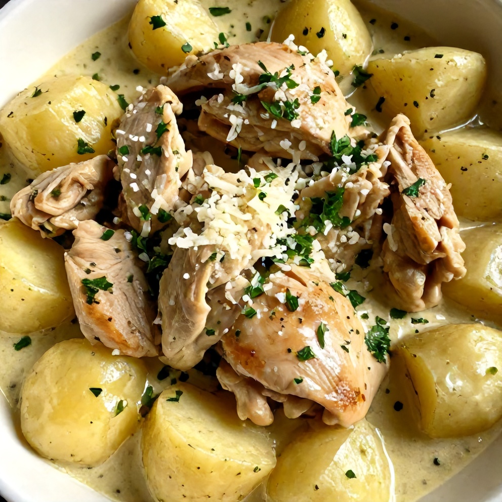 Easy Crockpot Garlic Parmesan Chicken
