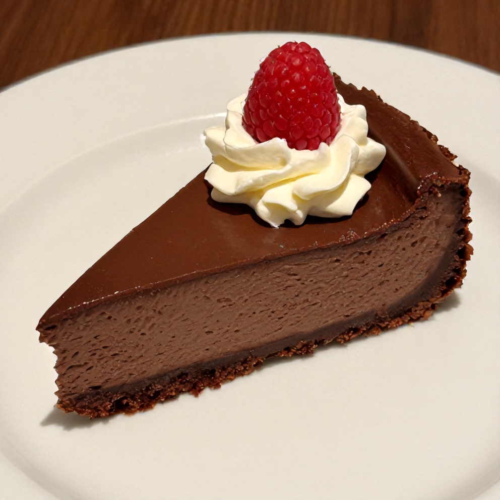 Sliced Dark Chocolate Raspberry Cheesecake