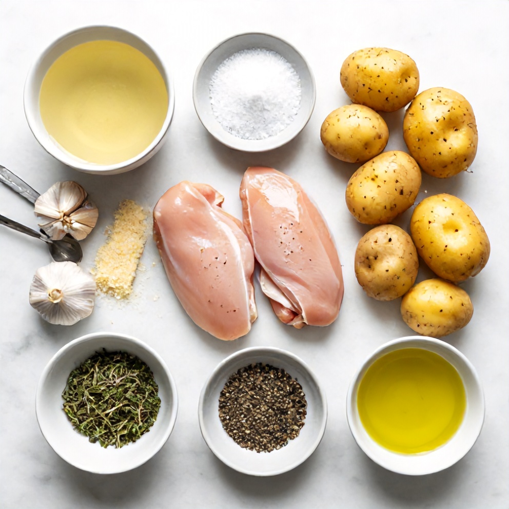Raw Ingredients for Garlic Parmesan Chicken and Potatoes